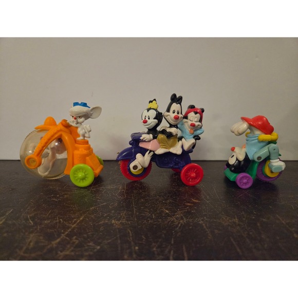 Warner Bros. Other - Vintage‎ 1990s Animaniacs Pinky and the Brain Happy Meal Toy Lot Warner Bros 3pc